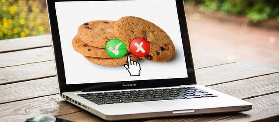 laptop with cookies on the screen with a green check mark or a red x on the cookies